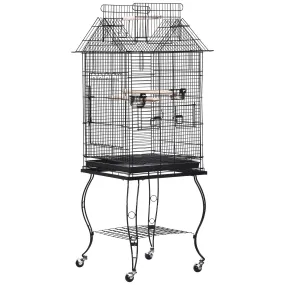 PawHut Large Metal Bird Cage Aviary Parrot Budgie Canary Pet With Stand&Wheels