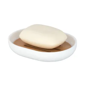 Posa Soap Dish White & Bamboo