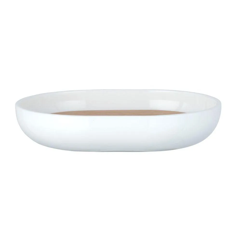 Posa Soap Dish White & Bamboo