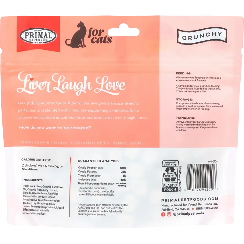 Primal Liver Laugh Love Freeze Dried Pork Cat Treats