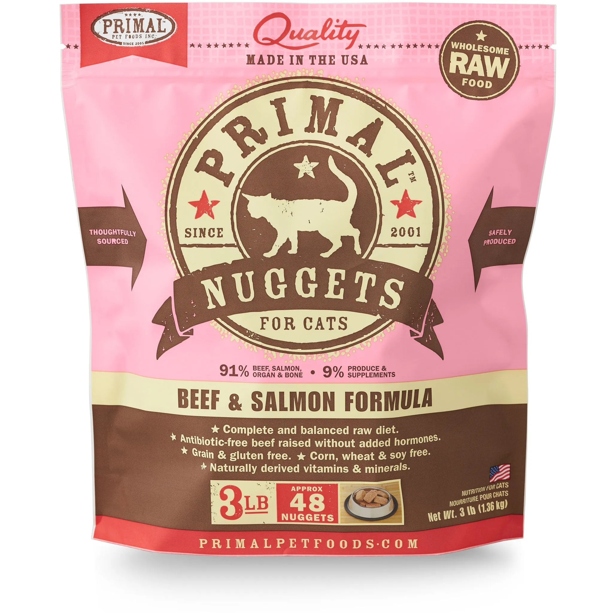Primal Raw Cat Beef & Salmon 3 lbs