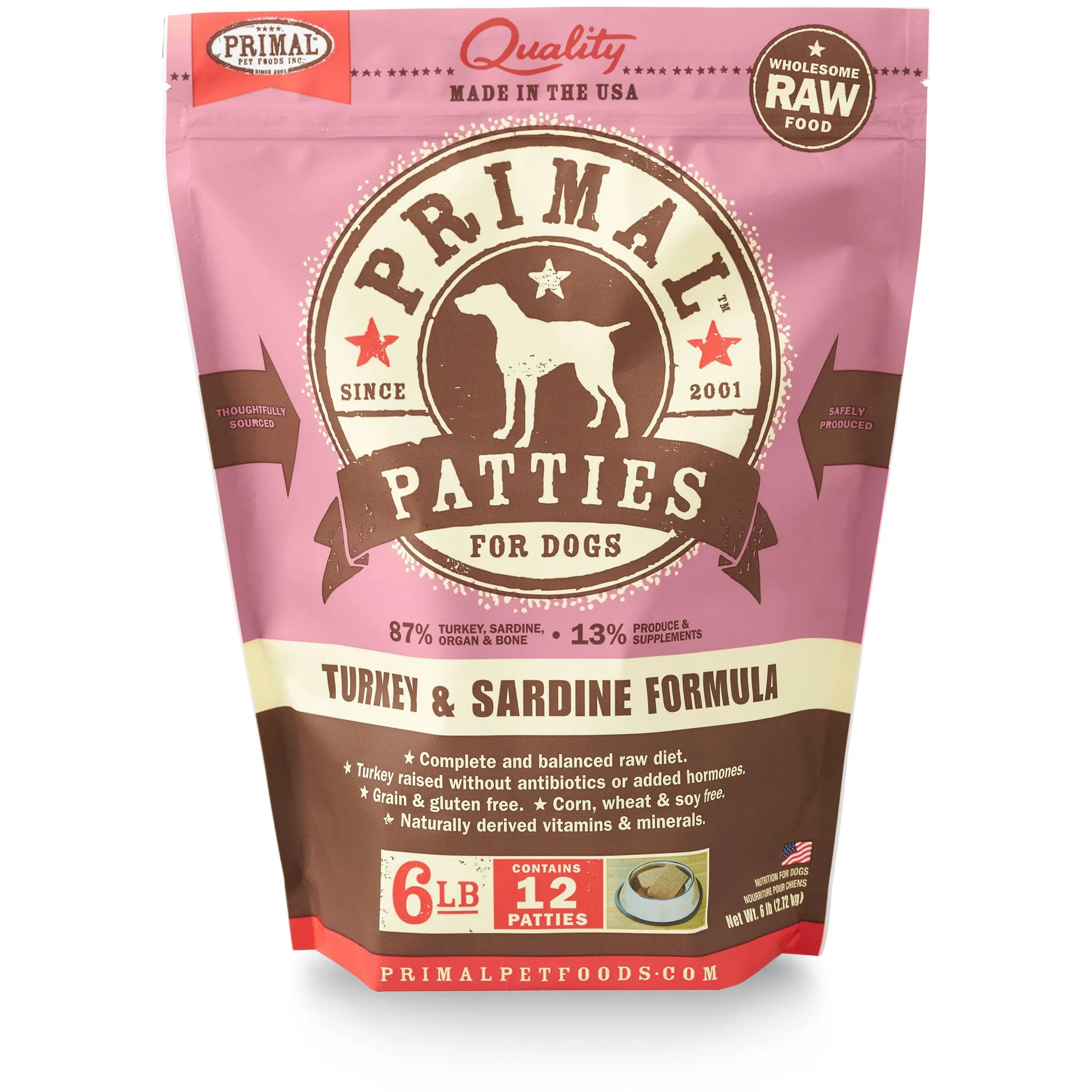 Primal Raw Dog Turkey & Sardine 6 lbs
