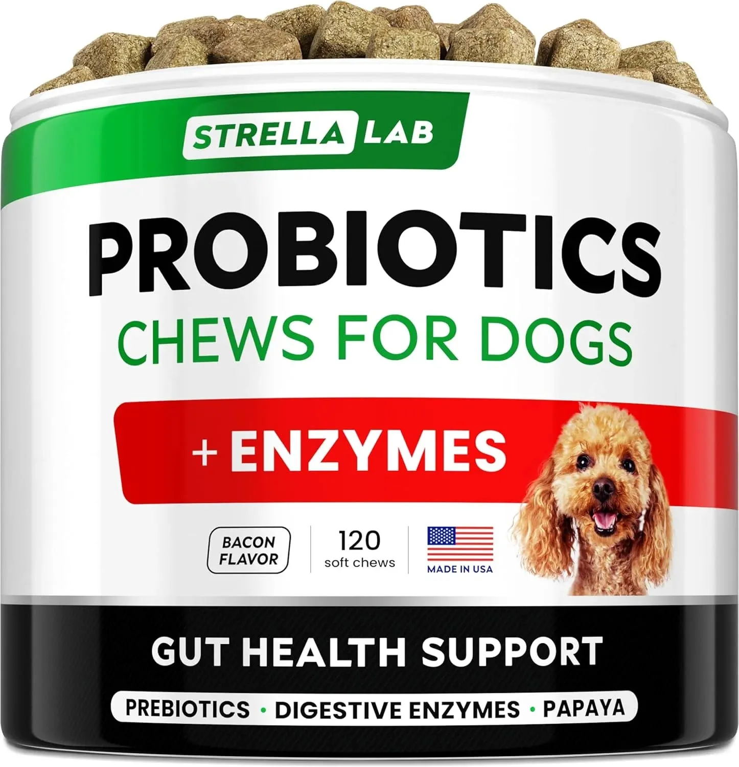 Probiotics Chews for Dogs & Digestive Enzymes   Digestion & Gut Health Treats 120 count