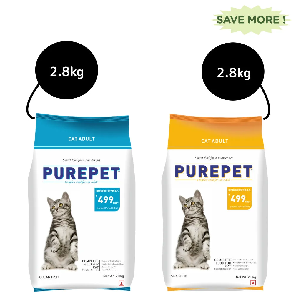 Purepet Seafood and Ocean Fish Adult Cat Dry Food Combo