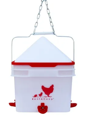 RentACoop 2 Gallon Chicken BPA-Free Plastic Bucket Waterer Set with 4 Horizontal Nipples - Center Placement