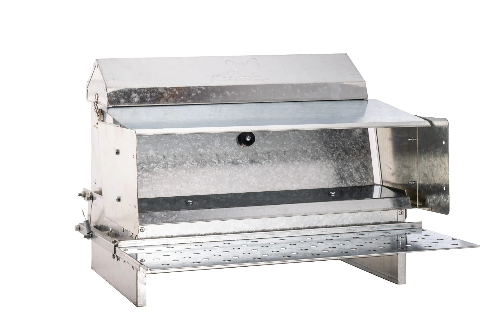 RentACoop Automatic Metal Treadle Feeder - Outdoor Use, Rainproof - Suitable for Chicken, Bantams, Poultry, Pheasants, Ducks, and Fowl