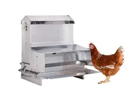 RentACoop Automatic Metal Treadle Feeder - Outdoor Use, Rainproof - Suitable for Chicken, Bantams, Poultry, Pheasants, Ducks, and Fowl