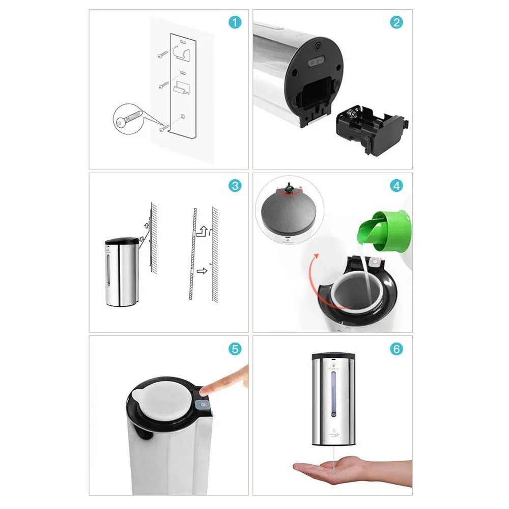 Soap Dispenser,Touchless Wall-Mounted Liquid Dispensers, Capacity 24oz/700ml