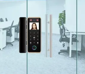 SPACE |  Smart Glass Door Lock With Face Recognition Fingerprint Passcode Mobile App And Card Unlocking Mode