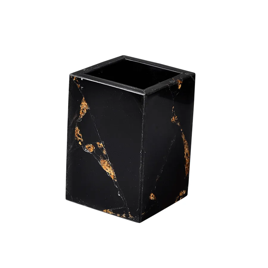 Taj Obsidian & Gold Foil Bath Accessories by Mike   Ally