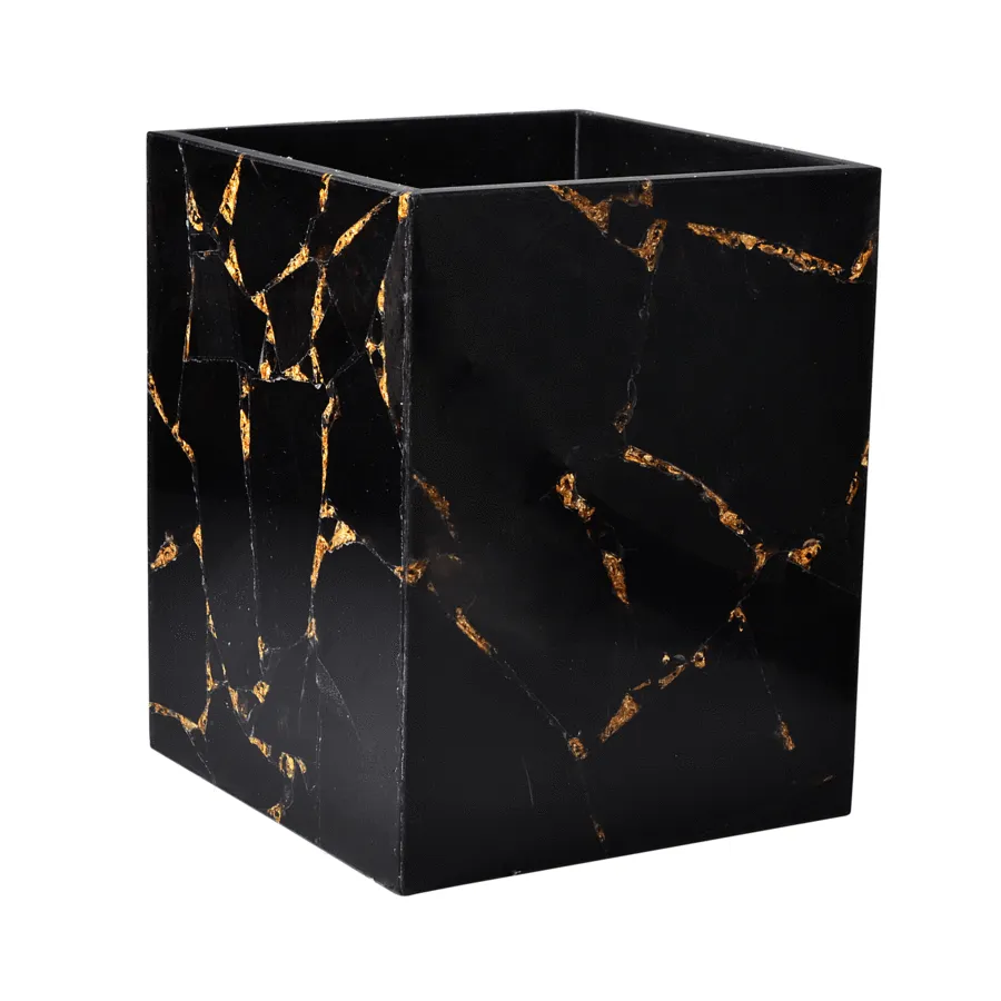 Taj Obsidian & Gold Foil Bath Accessories by Mike   Ally