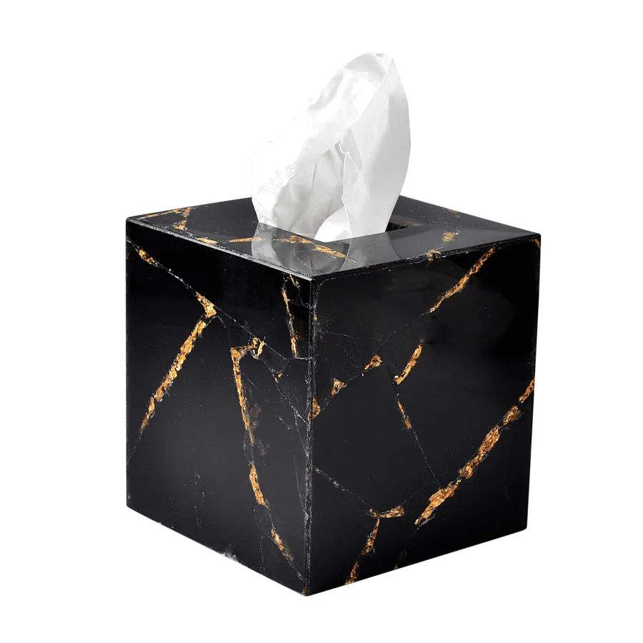 Taj Obsidian & Gold Foil Bath Accessories by Mike   Ally