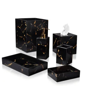 Taj Obsidian & Gold Foil Bath Accessories by Mike   Ally