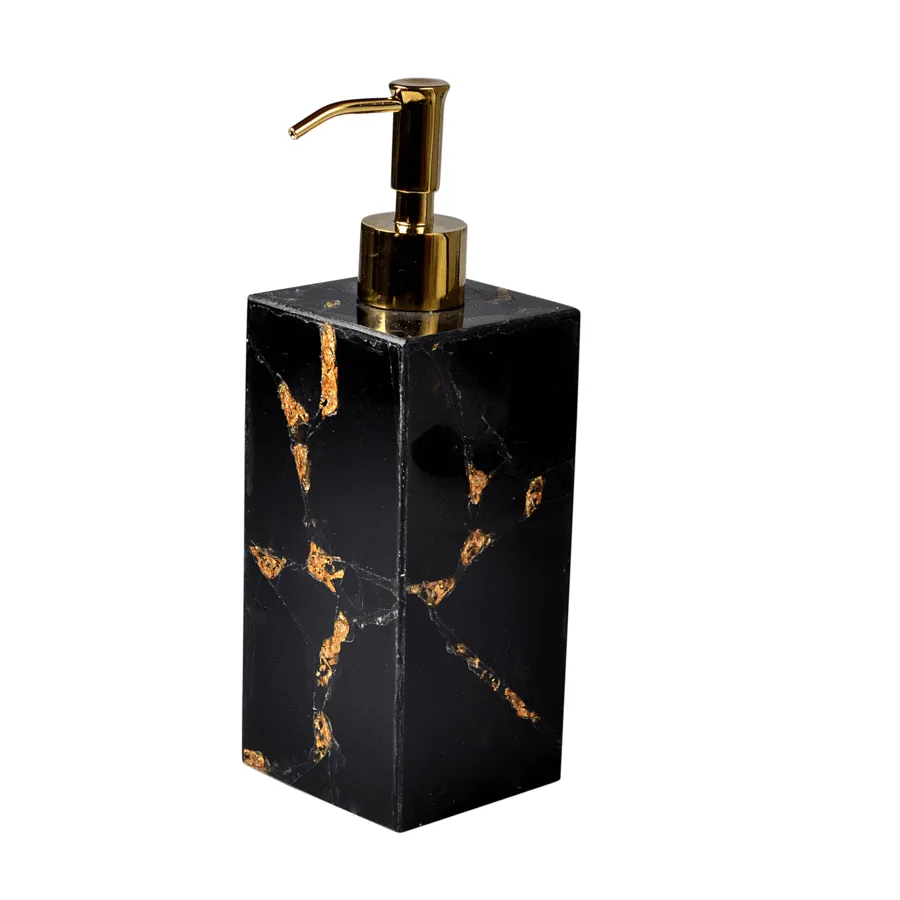 Taj Obsidian & Gold Foil Bath Accessories by Mike   Ally