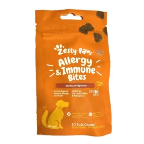 TRIAL SPECIAL 25% OFF (1 per order): Zesty Paws Aller-Immune Bites Peanut Butter Dog Chews Trial Pack 10ct