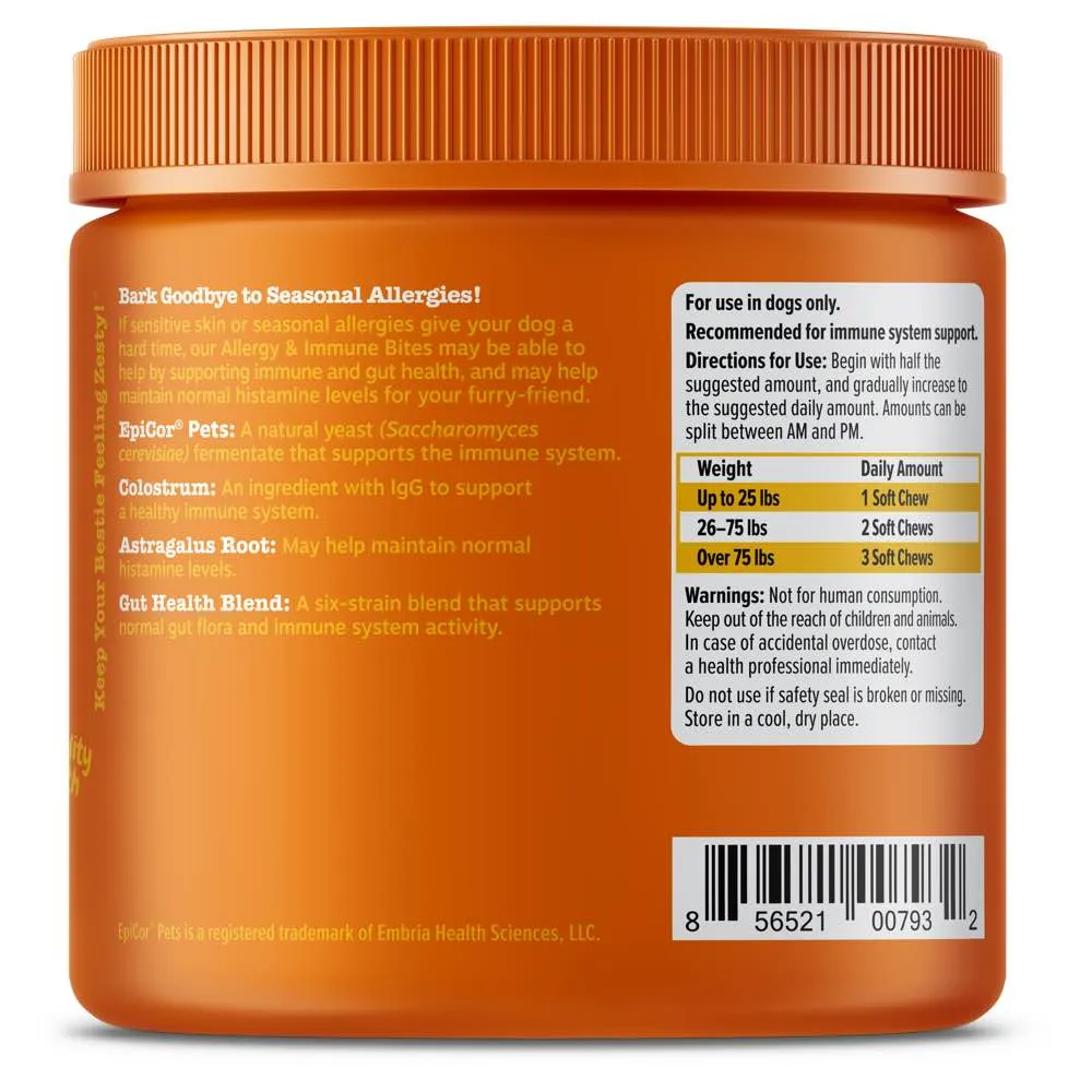 TRIAL SPECIAL 25% OFF (1 per order): Zesty Paws Aller-Immune Bites Peanut Butter Dog Chews Trial Pack 10ct