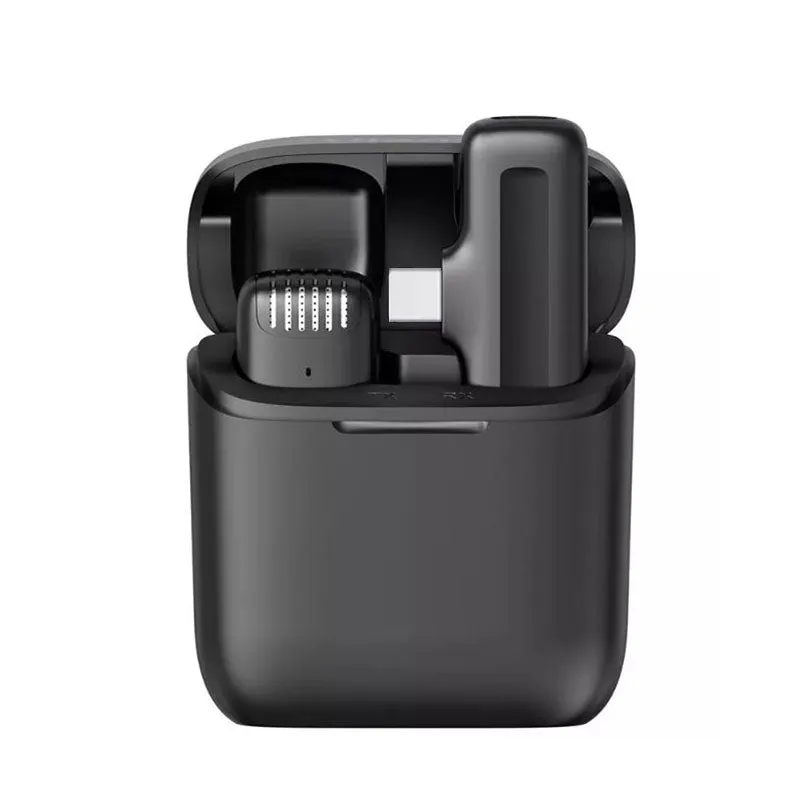 Ulanzi J11 Wireless Lavalier Lapel Microphone with Lightning / USB-C Connector, Charging Case, 65ft Transmission Distance Plug & Play for Mobile Devices (Black)