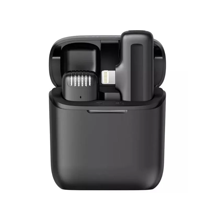 Ulanzi J11 Wireless Lavalier Lapel Microphone with Lightning / USB-C Connector, Charging Case, 65ft Transmission Distance Plug & Play for Mobile Devices (Black)