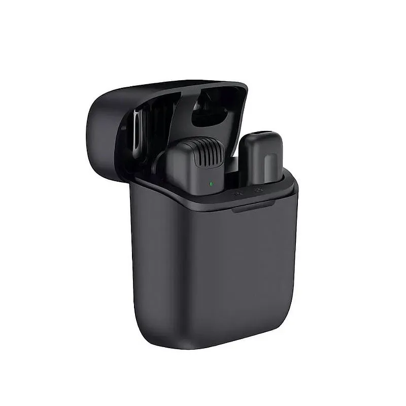Ulanzi J11 Wireless Lavalier Lapel Microphone with Lightning / USB-C Connector, Charging Case, 65ft Transmission Distance Plug & Play for Mobile Devices (Black)