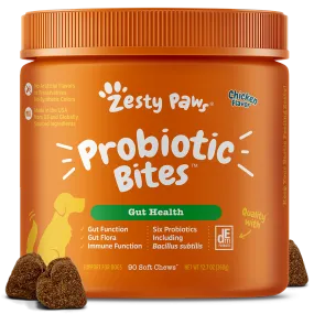 Zesty Paws Dog Probiotic Bites Gut Health Chicken 90soft chews