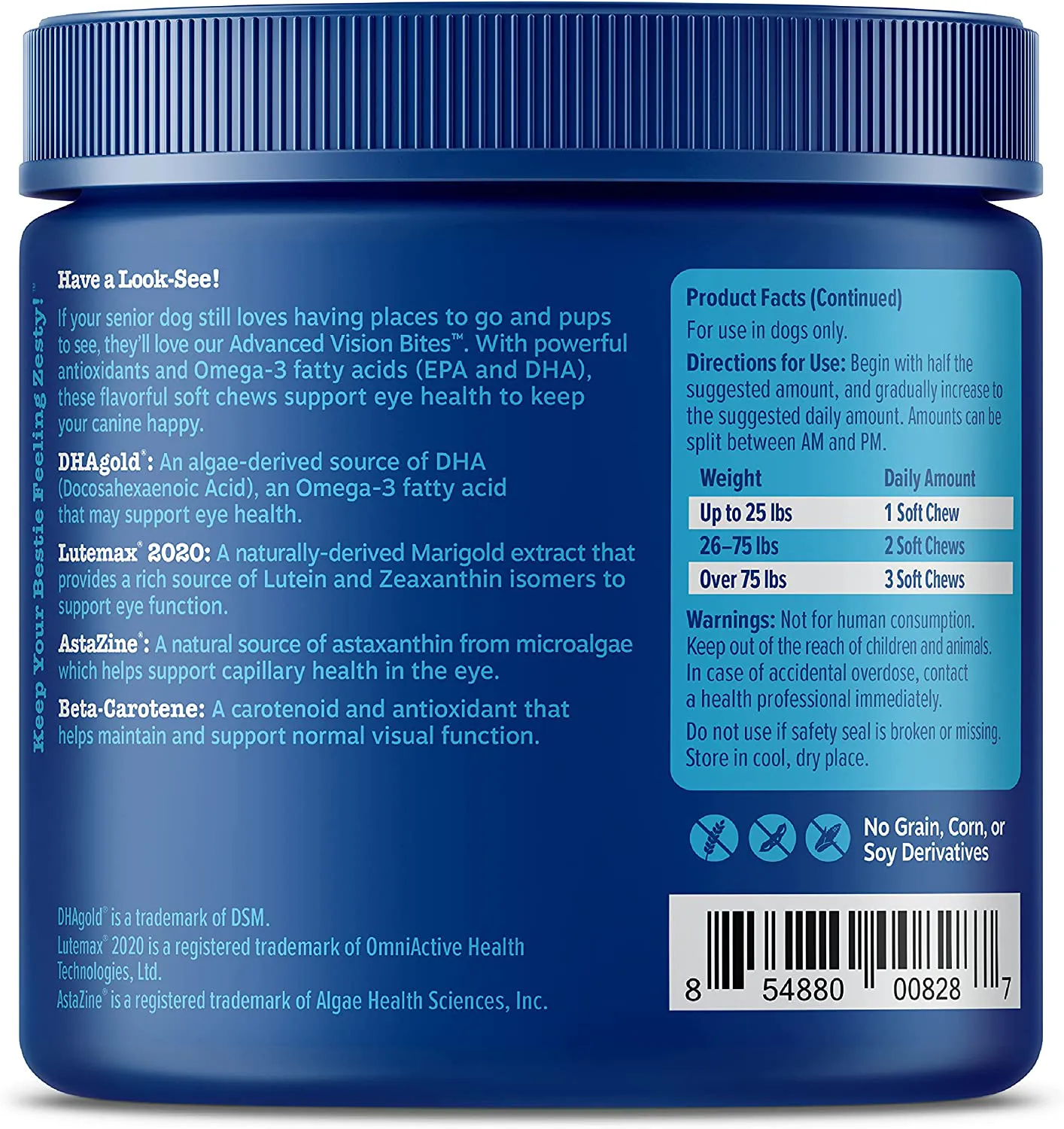 Zesty Paws Eye Supplement for Dogs - Vision Support with Lutein   Vitamin C & Astaxanthin Antioxidants - Dog Vitamins for Eyes   Fish Oil for Omega 3 EPA & DHA for Senior Dogs